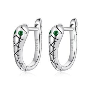 Platinum Plated 925 Sterling Silver Snake Huggies Earrings